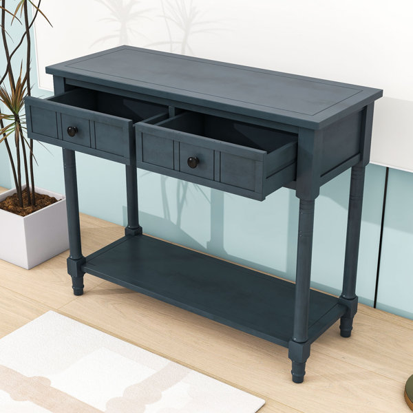 Alcott Hill® Deraway Vintage Wood Console Table with Storage Drawers ...